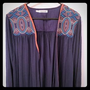 Maurices Blue Jacket with colorful shoulder deco